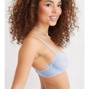 Aerie Smoothez Balconette Light Blue Mesh Bra - 38D